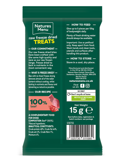 Natures Menu Freeze Dried Bites Beef 15grm
