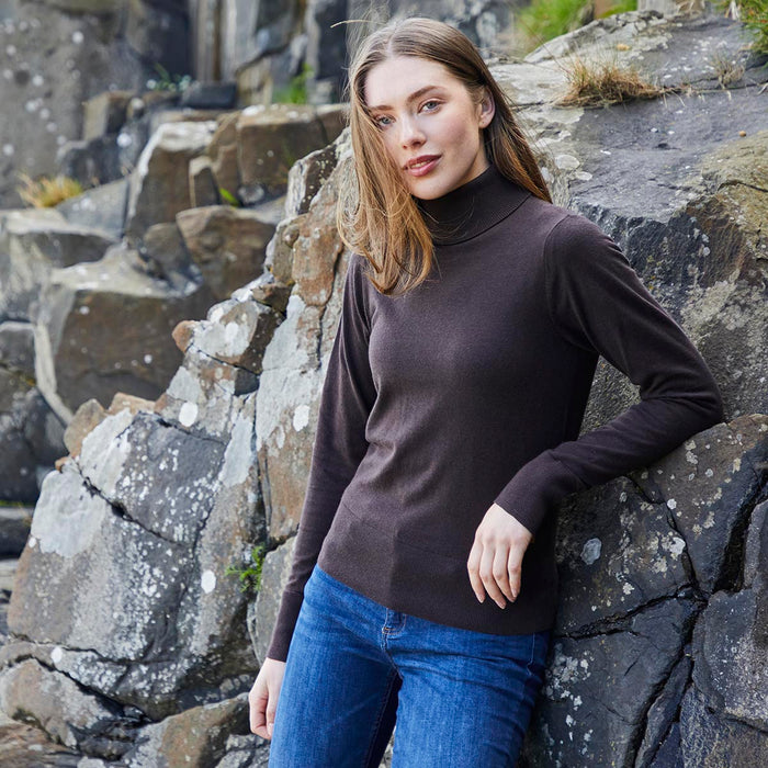 Ridgeline Women's Melford Roll Neck Knit Deep Bark