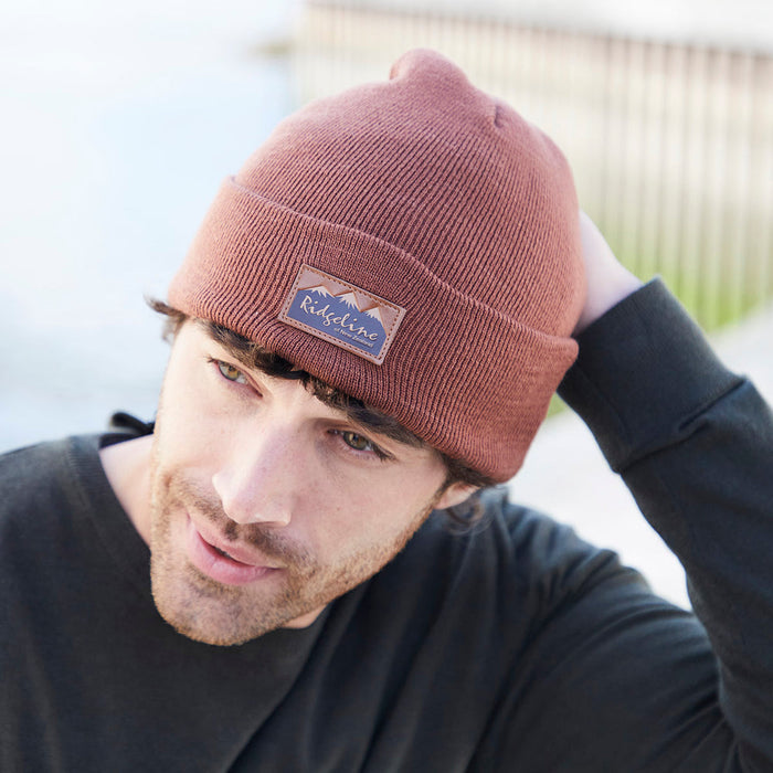 Ridgeline Heritage Fine Knit Beanie Hat Nutmeg