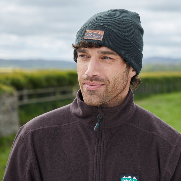 Ridgeline Heritage Fine Knit Beanie Hat Deep Forest