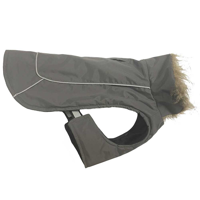 Belted Parka Dog Coat Grey