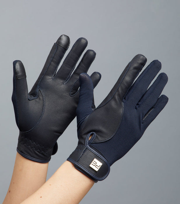 Premier Equine Bordoni Leather Mesh Gloves Navy