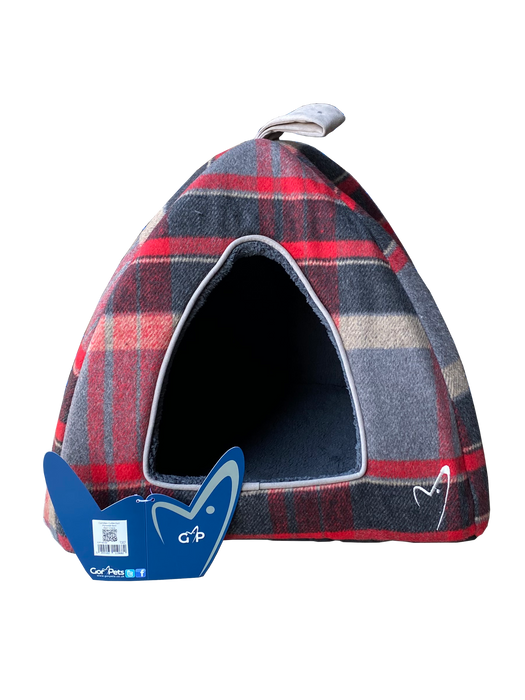 Camden Pyramid Cat Bed Red Check 40x40x40cm