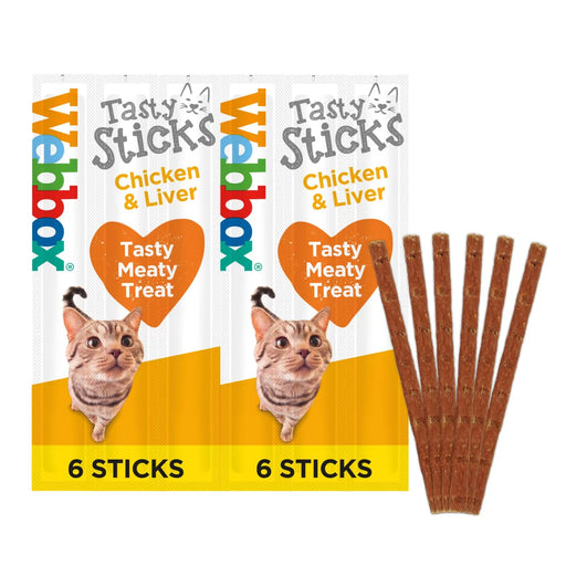 Webbox Tasty Sticks Chicken & Liver Cat Treats - Pack of 6 Sticks