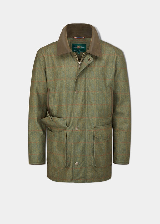 Alan & Paine Mens Didsmere Technical Tweed Coat Olive