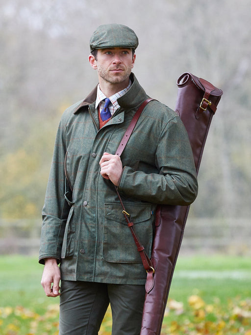 Alan & Paine Mens Didsmere Technical Tweed Coat Olive