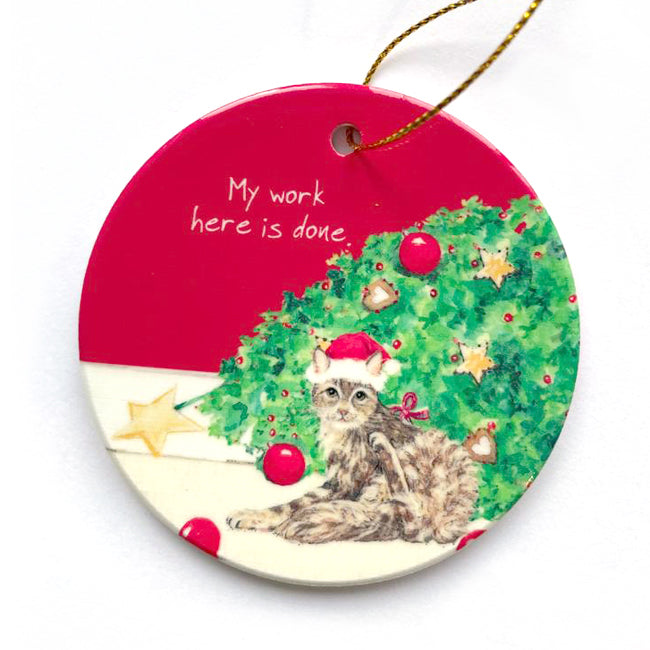 Little Dog Laughed Cat Ceramic Christmas Decoration