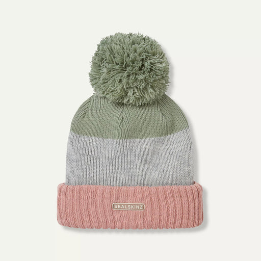 Sealskinz Flitcham Waterproof Bobble Hat Pink/Grey/Olive