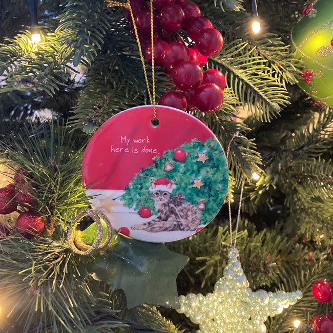 Little Dog Laughed Cat Ceramic Christmas Decoration