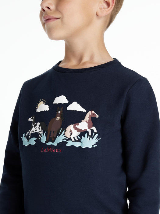 LeMieux Mini Poppy Long Sleeved Top Navy