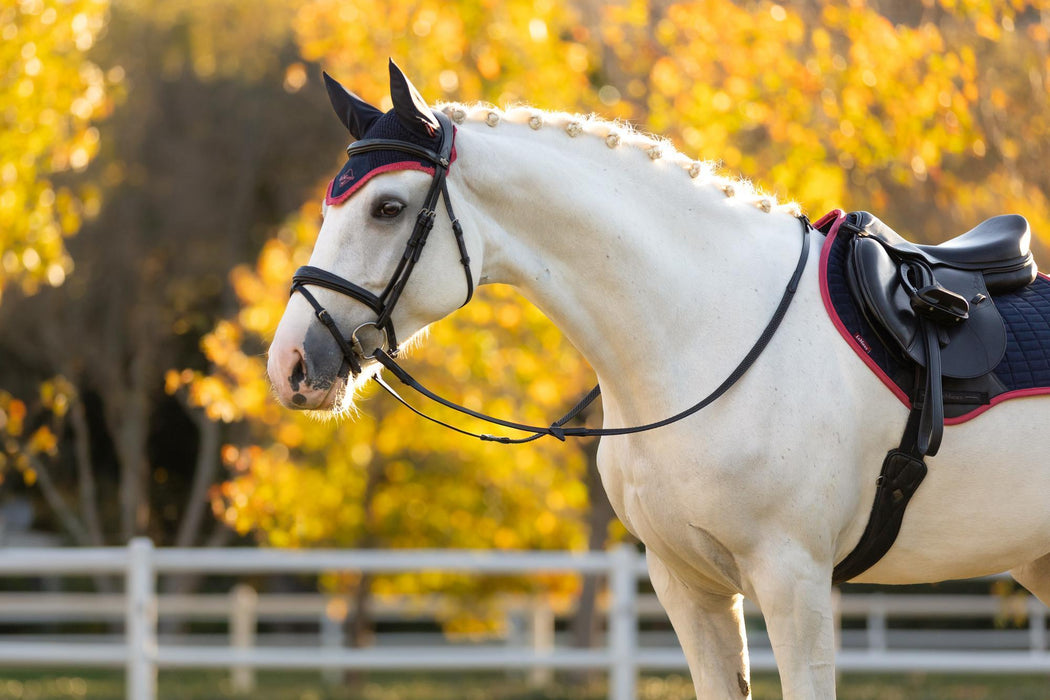 LeMieux Classic Fly Hood Navy & Cranberry
