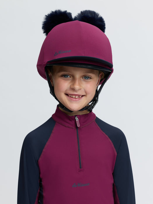 LeMieux Mini Double Pom Hat Silk Blackberry
