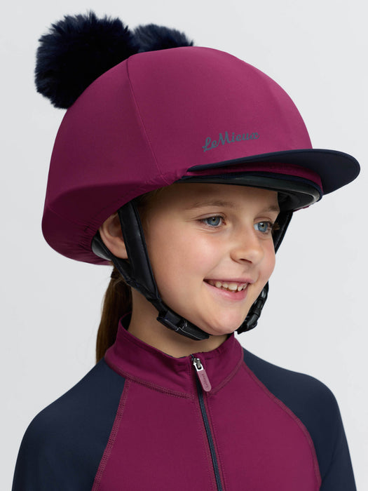 LeMieux Mini Double Pom Hat Silk Blackberry