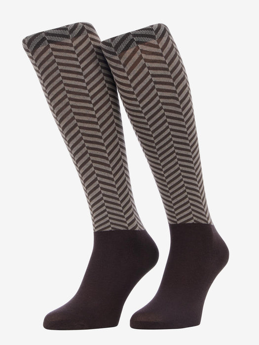 LeMieux Heritage Herringbone Footsie Socks Cocoa