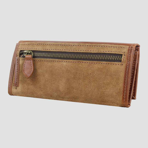 Lily Snaffle Purse in Dark Tan and Suede