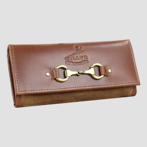 Lily Snaffle Purse in Dark Tan and Suede