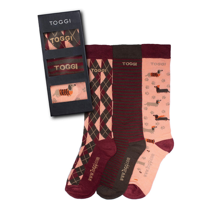 Toggi Womens Loughty Socks 3pk Burgundy
