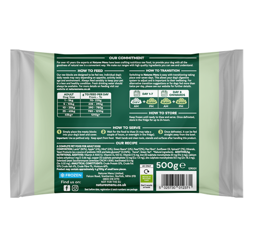 Natures Menu 80/20 Block Lamb 500g