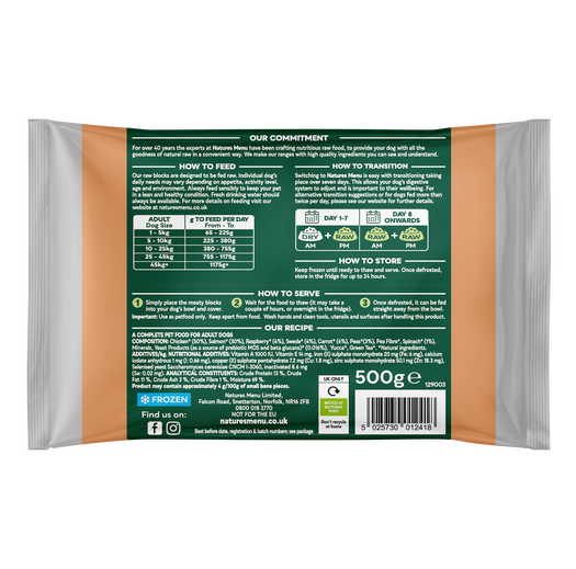 Natures Menu 80/20 Block Salmon & Chick 500g
