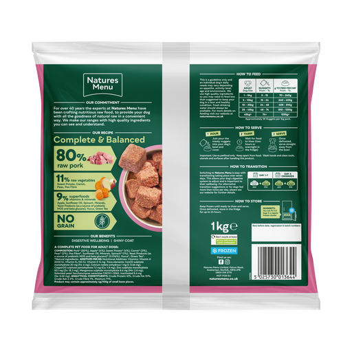 Natures Menu 80/20 Pork Nuggets 1kg