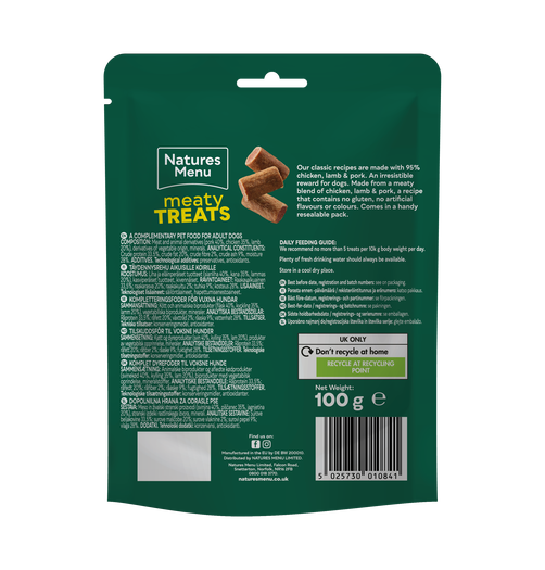 Natures Menu Dog Meaty Treats Lamb & Chicken 100g
