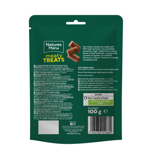 Natures Menu Dog Meaty Treats Beef 100g
