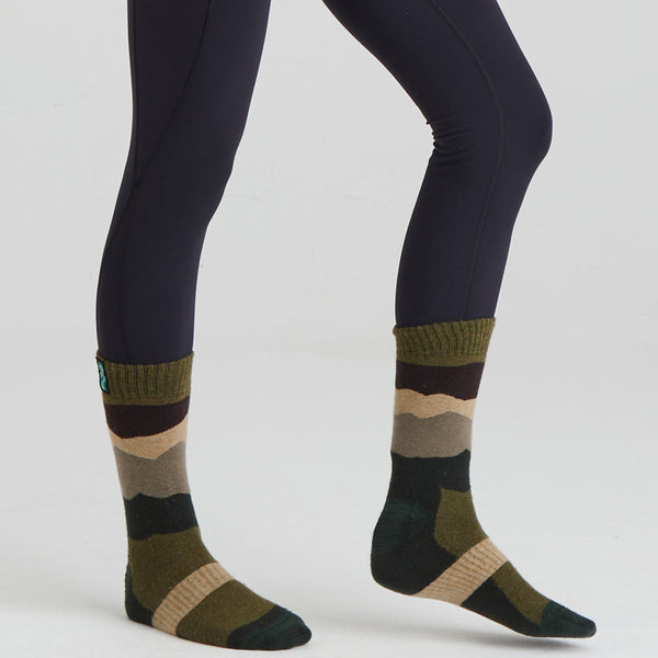 Ridgeline Merino Mid Olive Stripe Socks