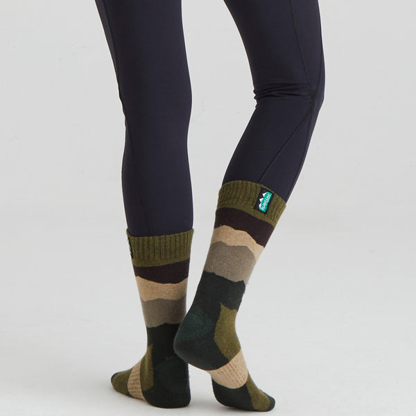 Ridgeline Merino Mid Olive Stripe Socks