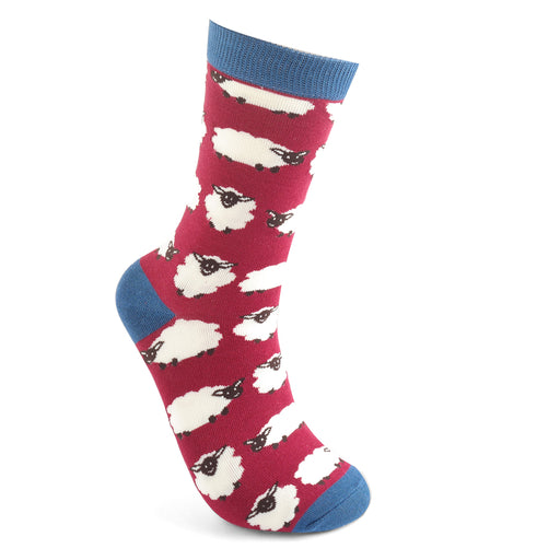 Mr Sparrow Happy Sheep Socks Dark Red
