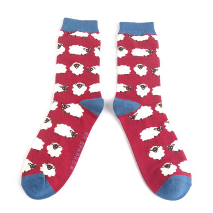 Mr Sparrow Happy Sheep Socks Dark Red
