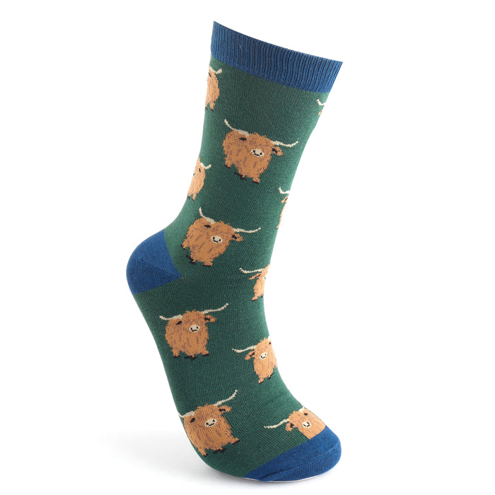 Mr Sparrow Highland Herd Socks Green

