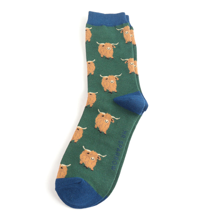 Mr Sparrow Highland Herd Socks Green
