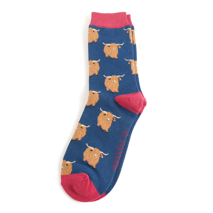Mr Sparrow Highland Herd Socks Navy
