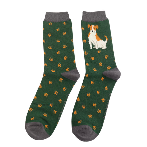 Mr Sparrow Cute Jack Russells Socks Green
