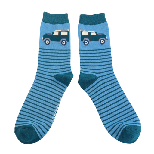 Mr Sparrow Jeep & Stripes Socks Light Blue

