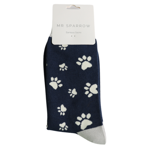 Mr Sparrow Paw Print Socks Navy
