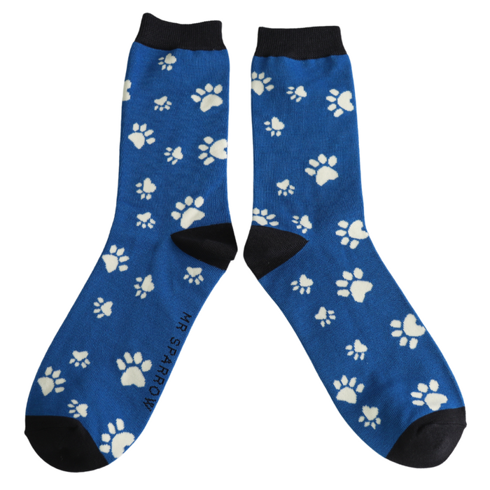 Mr Sparrow Paw Print Socks Denim
