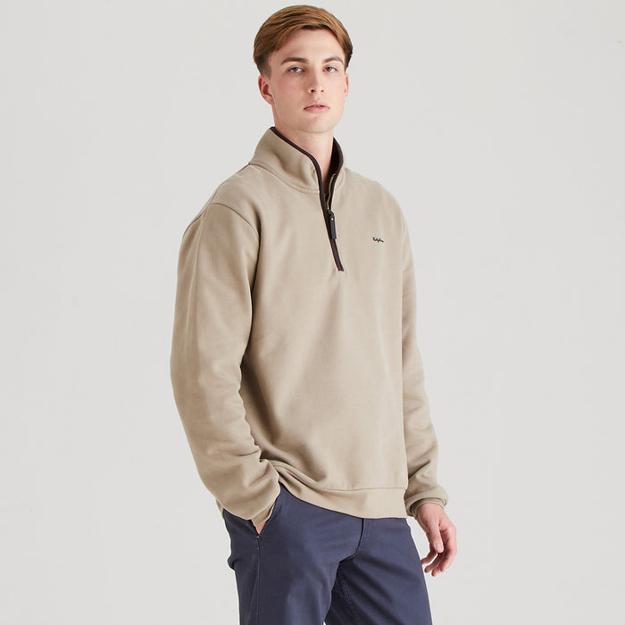 Ridgeline Men's Brancaster 1/4 Zip Top Cashew