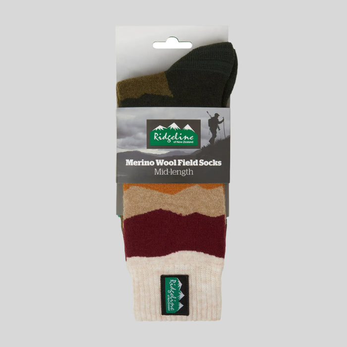 Ridgeline Merino Mid Berry Stripe Socks