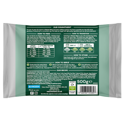 Natures Menu 80/20 Block Duck 500g
