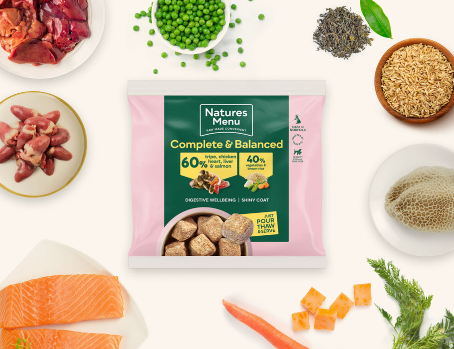 Natures Menu Complete & Balanced 60/40 Tripe, Chicken, Heart, Liver & Salmon Nuggets 1kg