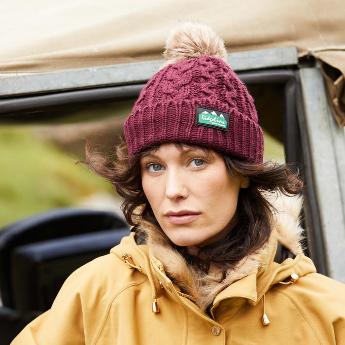 RidgeLine Nordic Fleck Bobble Hat Winter Berry
