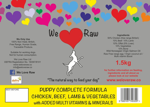 We Love Raw Puppy Chicken, Beef, Lamb & Veg
