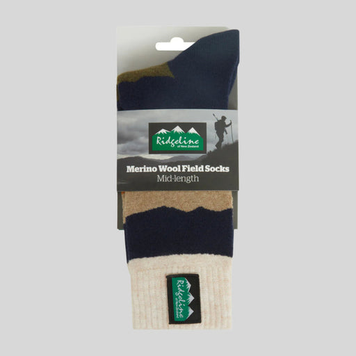 Ridgeline Merino Mid Navy Stripes Socks