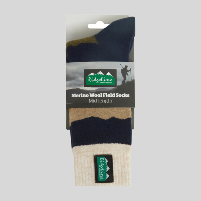 Ridgeline Merino Mid Navy Stripes Socks