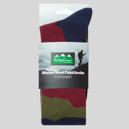 Ridgeline Merino Full Navy Stripes Socks