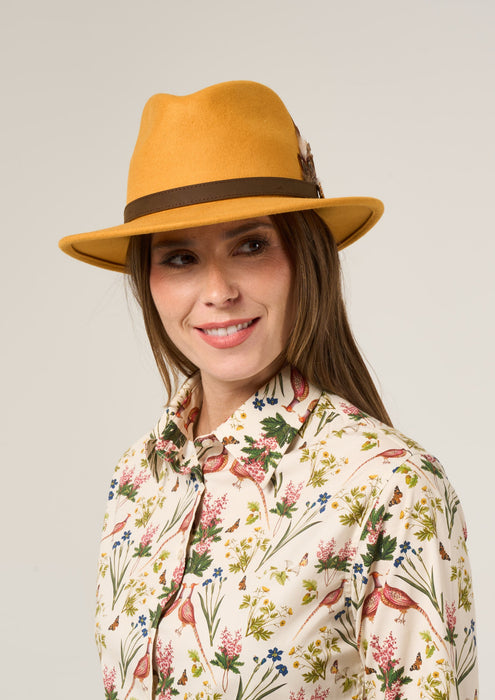 Alan Paine Richmond Felt Hat Mustard Feather