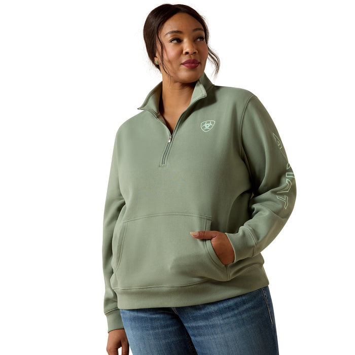 Ariat Foundation Logo 1/2 Zip Sweatshirt Sea Spray