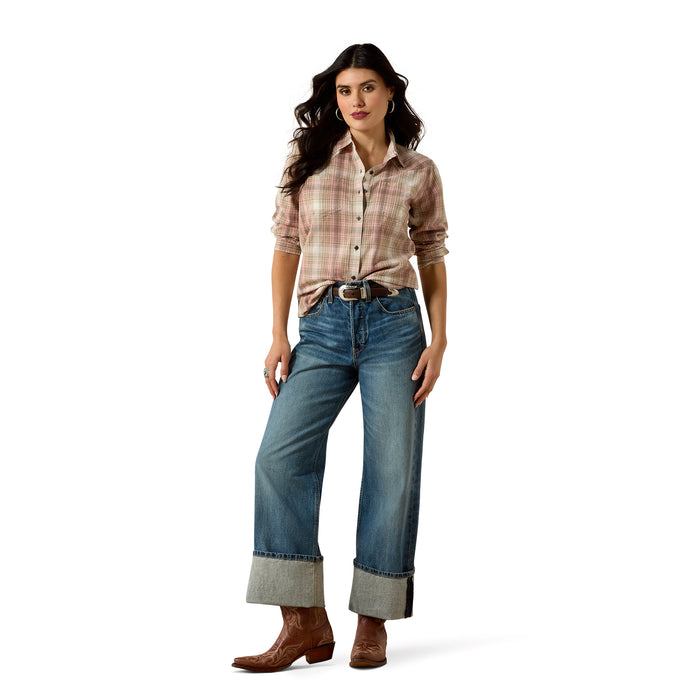 Ariat Billie Jean Shirt White Pepper & Coral Plaid