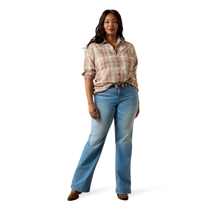 Ariat Billie Jean Shirt White Pepper & Coral Plaid